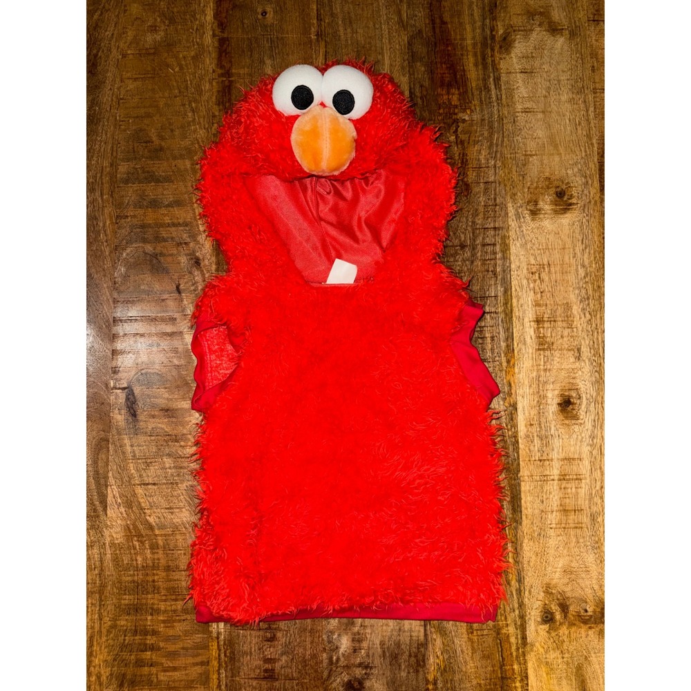 Sesame Street Elmo Toddler Plush Hooded Vest Red Faux Fur Size 3T-4T BJ05-13